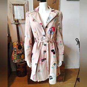 Anthropologie Pansy Corset Trench Coat Elevenses Pretty Little Liars Glee Sz 8